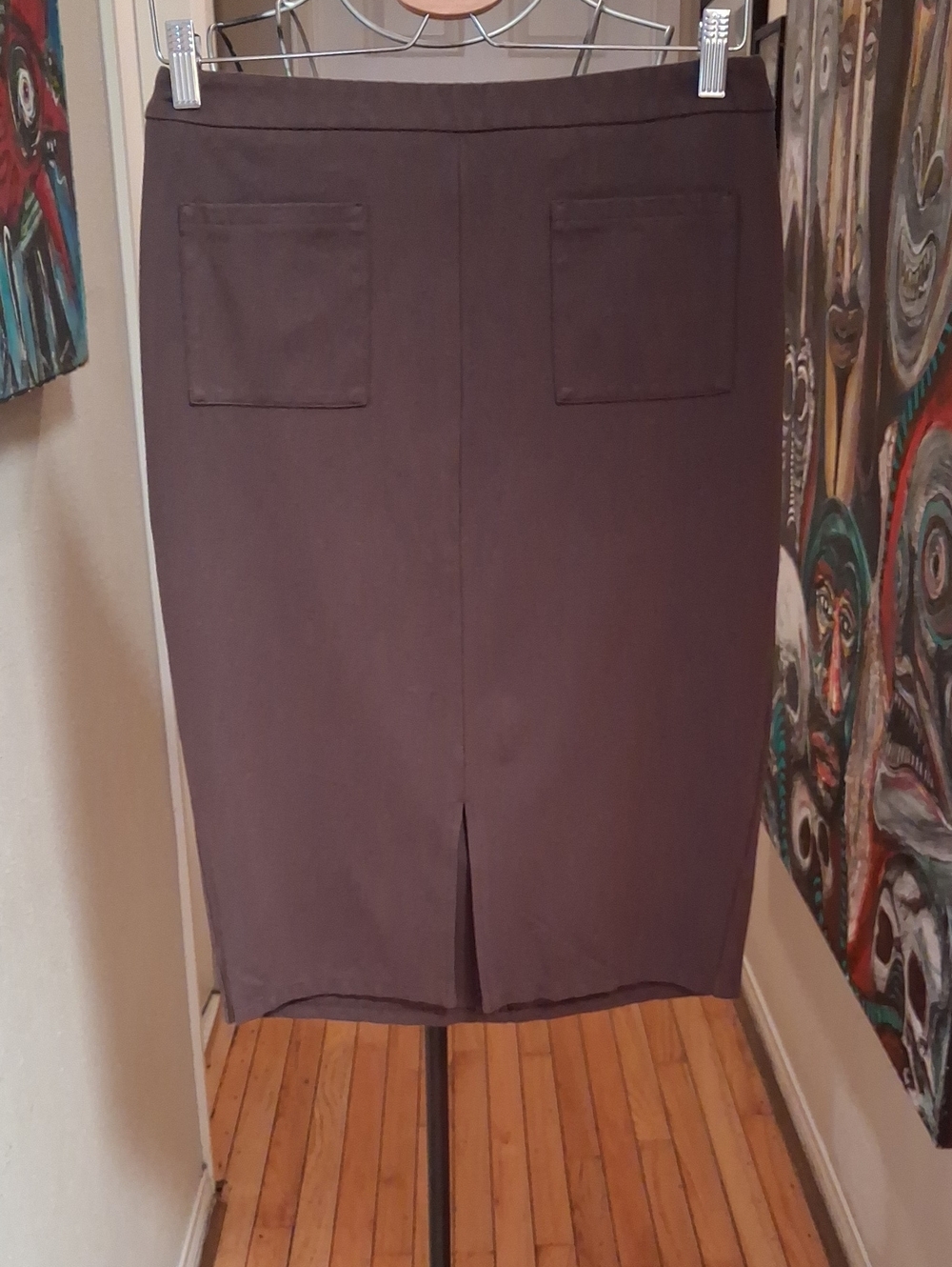 Catherines Brown Pencil Skirt with Front Pockets